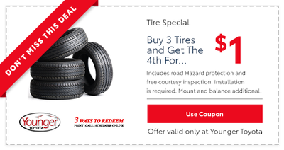 Buy 3 Tires, Get The 4th For $1